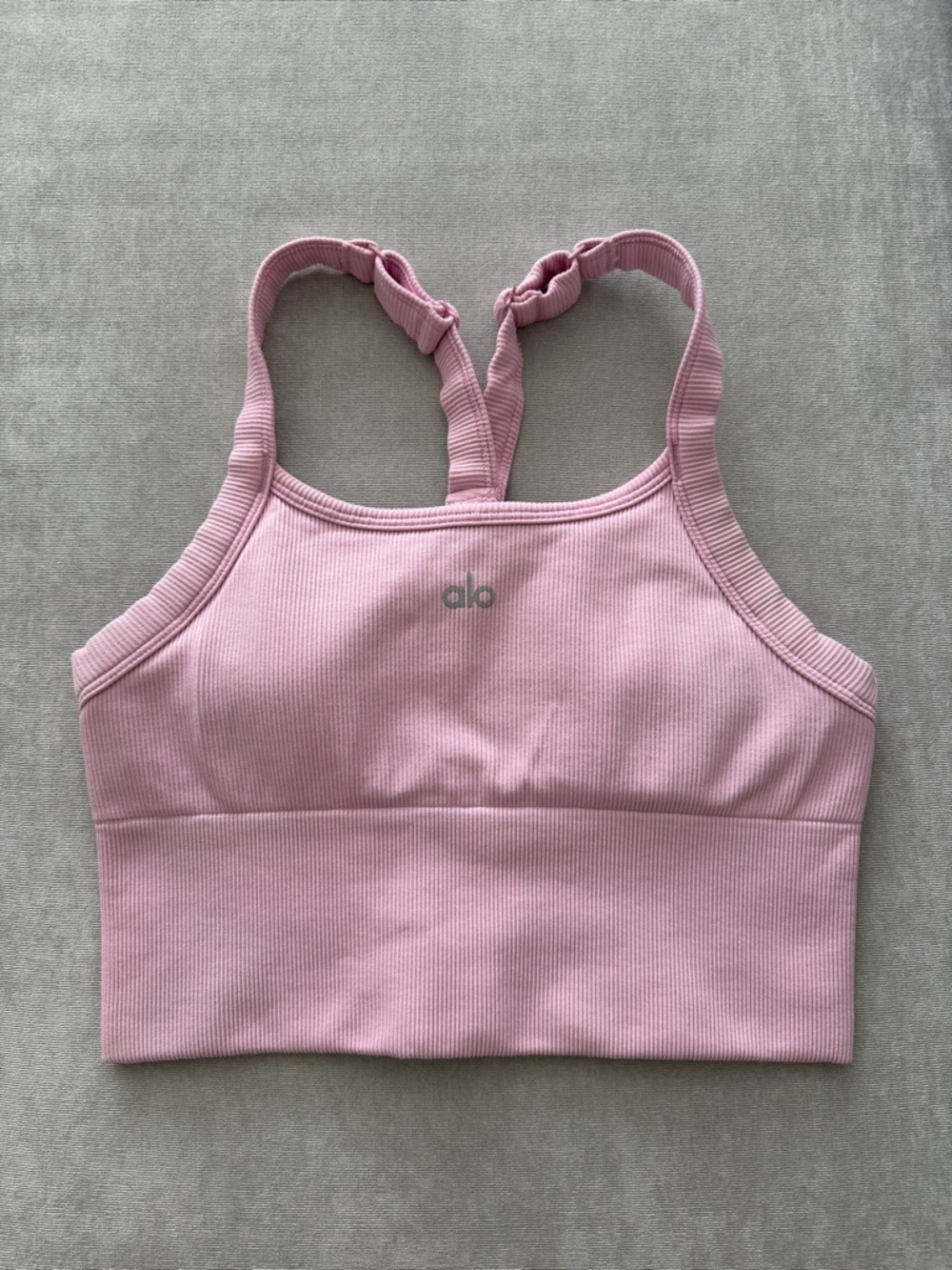 alo Ribbed Pink Sports Bra